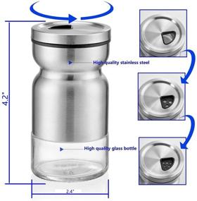 img 3 attached to IDEALCRAFT Salt and Pepper Shaker Set - 2 Pack 💫 Stainless Steel Shakers with Adjustable Pour Holes for Perfect Seasoning - Silver