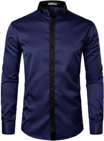 img 4 attached to Upgrade Your Style with Zeroyaa's Hipster Sleeve Mandarin Collar Shirts for Men