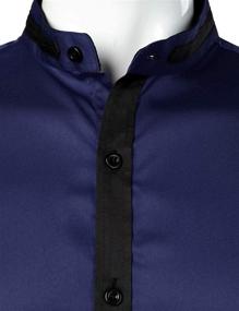 img 2 attached to Upgrade Your Style with Zeroyaa's Hipster Sleeve Mandarin Collar Shirts for Men