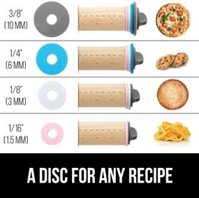 img 3 attached to 🥖 Gorilla Grip Adjustable Dough Roller Rolling Pin, Premium Solid Beechwood with Removable Thickness Rings for Accurate Dough Measurement - Professional Baking Utensil for Pies, Pizza, and More - Gray, Pink, White, Aqua