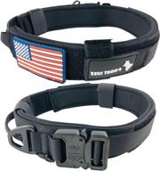 🐶 zeustack9 tactical dog collar - 1.5 inch wide heavy duty military style dog collar with metal buckle, quick release, and usa flag patch - control handle for handling and training k9 pet dogs logo