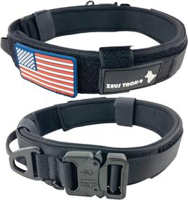 img 4 attached to 🐶 ZeusTacK9 Tactical Dog Collar - 1.5 Inch Wide Heavy Duty Military Style Dog Collar with Metal Buckle, Quick Release, and USA Flag Patch - Control Handle for Handling and Training K9 pet dogs