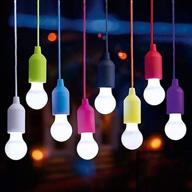 gardentastico led bulb light on a pull-rope: portable decorative lighting for outdoors, kids room, dorm & more - set of 4 (red, orange, green, yellow), battery operated logo