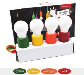 img 1 attached to GardenTastico LED Bulb Light On A Pull-Rope: Portable Decorative Lighting for Outdoors, Kids Room, Dorm & More - Set of 4 (Red, Orange, Green, Yellow), Battery Operated