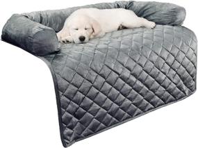 img 4 attached to 🛋️ Ultimate Pet Furniture Protector: PETMAKER Couch Cover Collection with Memory Foam Neck Bolster, Quilted Fabric, and Water-Resistant Base Layer - Shop Pet Supplies Now!