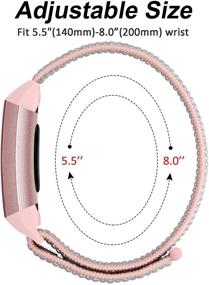 img 2 attached to 🏋️ Мягкие дышащие сменные спортивные браслеты для Fitbit Charge 4/Charge 3/Charge 3 SE - регулируемые нейлоновые браслеты для женщин и мужчин, черного, розового и ракушечного цветов