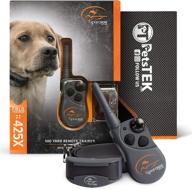 🐶 sportdog sd-425x electronic dog training collar with remote: small to large dogs - 500 yard range, vibration, tone, waterproof, rechargeable - up to 21 stimulation levels, includes petstek towel logo