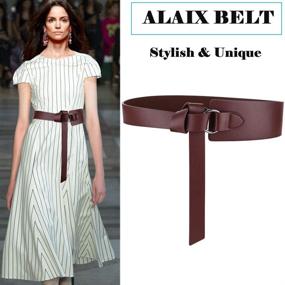 img 3 attached to 💃 ALAIX Women's Leather Belt: Elegant Dress Belts for Stylish Women - Coat Belt, Knot Tie, PU Leather Wide Waist Belt