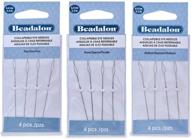💉 beadalon collapsible eye needles - 3 packs of 2.5 fine, medium & heavy - 12 needles total (4pcs/pk) - convenient rigid pak tm mailer included logo