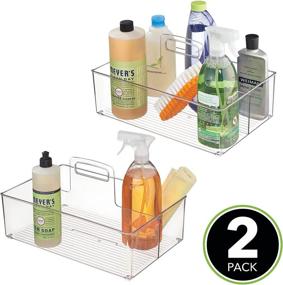 img 3 attached to 📦 mDesign Clear Plastic Portable Kitchen Organizer Caddy Tote - Divided Basket Bin with Handle for Storing Ketchup, Mustard, Napkins, Condiments, Sauces - Ideal for Cabinets, Countertops - 2 Pack