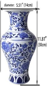 img 2 attached to 🌼 Dahlia 13-Inch Blue and White Porcelain Flower Vase with Lucky Peach Blossom Motif - Fish Tail Vase