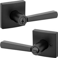 🔑 baldwin 93540-020 spyglass keyed entry lever for garage office door handle in matte black: smartkey security, modern slim design for interior & exterior doors, prestige series logo