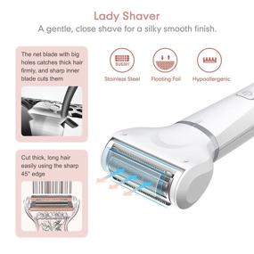 img 1 attached to 🪒 3-in-1 Rechargeable Electric Razor for Women – Painless Hair Removal & Trimming, Wet & Dry Lady Clippers with Changeable Trimmer Heads