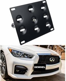 img 3 attached to 🚗 Dewhel JDM Front Bumper Tow Hook License Plate Mount Bracket Holder for Infiniti Q50 Sedan