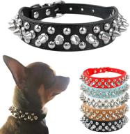 spiked pu leather dog collar with funny mushrooms rivet studded adjustable straps - ideal for small, medium & large dogs/cats logo