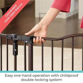 img 1 attached to 👶 North States Toddleroo Deluxe Décor Baby Gate: Wide & Sturdy Gate with One-Hand Operation. Hardware Mount. Fits 38.3 - 72” Wide. 30" Tall, Matte Bronze Finish.