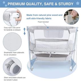 img 1 attached to 🏻 Beiens 2-in-1 Baby Bassinet with Removable Mosquito Net - Wooden Bedside Sleeper Cribs, Adjustable Nursery Bed for Newborns, Infants, Baby Boys & Girls