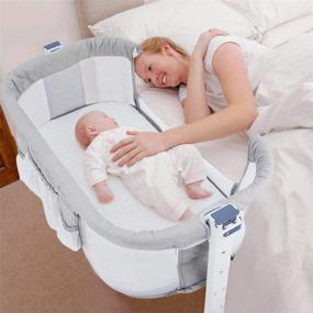 img 4 attached to 🏻 Beiens 2-in-1 Baby Bassinet with Removable Mosquito Net - Wooden Bedside Sleeper Cribs, Adjustable Nursery Bed for Newborns, Infants, Baby Boys & Girls