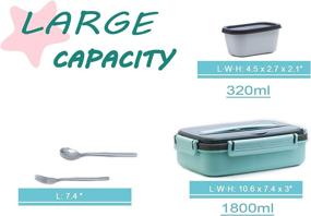 img 2 attached to 🍱 Leak-proof Eco-Friendly Bento Lunch Box by MINCOCO – Food Storage Containers with Sauce Jar, Stainless Spoon & Fork – Ideal for Adults, Women, Men, and Kids