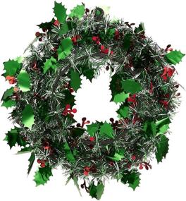 img 2 attached to 🎄 Deck Your Door with a Green Tinsel Front Door Wreath: a Stunning Addition to Your Holiday Decor - Set of 3, 11.8 x 11.8 Inches