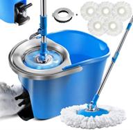 mastertop spin mop bucket system with foot pedal - 360 spin mop and bucket set, includes 5 microfiber mop pads and 1 floor brush logo