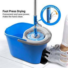 img 2 attached to MASTERTOP Spin Mop Bucket System with Foot Pedal - 360 Spin Mop and Bucket Set, Includes 5 Microfiber Mop Pads and 1 Floor Brush