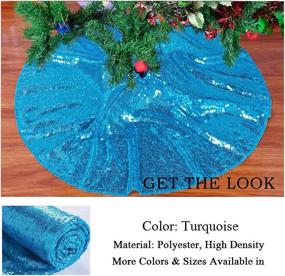 img 1 attached to 🎄 ShinyBeauty Mini Tree Skirt: Turquoise Sequin 24Inch Teal Mini Christmas Tree Skirt - Aqua Blue Christmas Decorations for Small/Slim/Pencil/Tabletop Trees