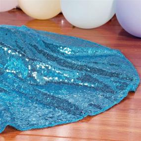 img 2 attached to 🎄 ShinyBeauty Mini Tree Skirt: Turquoise Sequin 24Inch Teal Mini Christmas Tree Skirt - Aqua Blue Christmas Decorations for Small/Slim/Pencil/Tabletop Trees