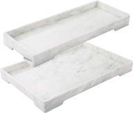 🏺 mili home white marble tray set - stylish counter, vanity, toilet tank décor - large bathroom vanity tray, kitchen tray - marble accessories for perfume, jewelry, candles - organize and beautify logo