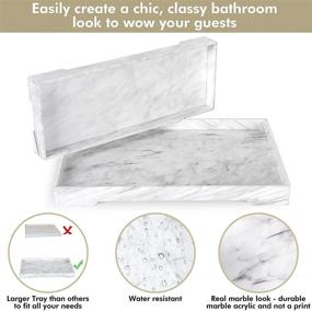 img 2 attached to 🏺 Mili Home White Marble Tray Set - Stylish Counter, Vanity, Toilet Tank Décor - Large Bathroom Vanity Tray, Kitchen Tray - Marble Accessories for Perfume, Jewelry, Candles - Organize and Beautify