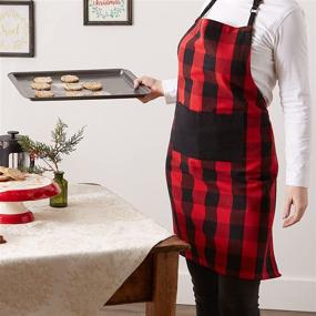 img 1 attached to 🔴 DII Buffalo Check Kitchen Collection: Classic Farmhouse Chef Apron in Red &amp; Black, One Size