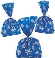 stylish blue snowflake cello bags (12 pieces) for festive christmas parties logo