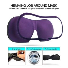 img 1 attached to 🌙 REEBENT 3D Eye Mask for Sleeping - Machine Washable, Women's Sleep Mask - Blinder Blindfold for Airplane - Includes Travel Pouch (Black+Purple)