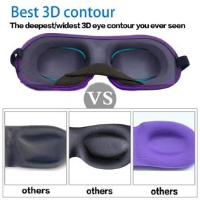 img 2 attached to 🌙 REEBENT 3D Eye Mask for Sleeping - Machine Washable, Women's Sleep Mask - Blinder Blindfold for Airplane - Includes Travel Pouch (Black+Purple)