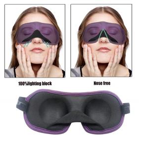 img 3 attached to 🌙 REEBENT 3D Eye Mask for Sleeping - Machine Washable, Women's Sleep Mask - Blinder Blindfold for Airplane - Includes Travel Pouch (Black+Purple)