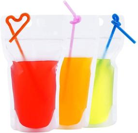 img 3 attached to 30 PCS Stand-Up Plastic Drink Pouches Bags with 60 Drink Straws: Ideal for Smoothies, Cold & Hot Drinks, Reclosable & Non-Toxic