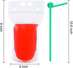 img 1 attached to 30 PCS Stand-Up Plastic Drink Pouches Bags with 60 Drink Straws: Ideal for Smoothies, Cold & Hot Drinks, Reclosable & Non-Toxic