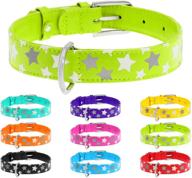 waudog reflective leather dog collar logo