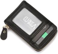 rfid blocking zipper wallet for men and women - compact wallet with credit card slots logo