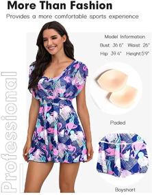 img 1 attached to 👙 Stylish Floral Print Swimdress: ECUPPER Women's Short Sleeve Bathing Suit with Boyshort for Comfortable and Flattering Beach Look