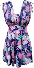 img 4 attached to 👙 Stylish Floral Print Swimdress: ECUPPER Women's Short Sleeve Bathing Suit with Boyshort for Comfortable and Flattering Beach Look