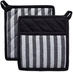 img 4 attached to 🔥 DII Cotton Heat Resistant Pot Holders Set - Farmhouse Chic Geometric Design, Machine Washable for Every Home - (8x8.5, Set of 2), Stripe
