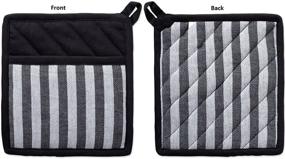 img 3 attached to 🔥 DII Cotton Heat Resistant Pot Holders Set - Farmhouse Chic Geometric Design, Machine Washable for Every Home - (8x8.5, Set of 2), Stripe