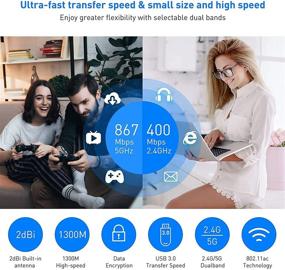 img 3 attached to 📶 EDUP AC 1300Mbps USB WiFi Adapter - High-Speed Dual Band Wireless Dongle for PC/Mac - Supports Windows 10/8/7/XP/Vista/Mac10.6~10.15