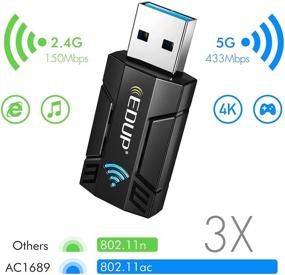 img 1 attached to 📶 EDUP AC 1300Mbps USB WiFi Adapter - High-Speed Dual Band Wireless Dongle for PC/Mac - Supports Windows 10/8/7/XP/Vista/Mac10.6~10.15