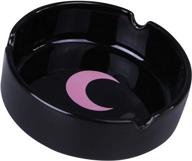 stylish small round ceramic shtray in sleek black finish logo