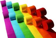 🎉 premium party streamers birthday party decorations - thicker, wider, longer - multicolor rainbow colorful crepe tissue paper rolls (12-pack) logo