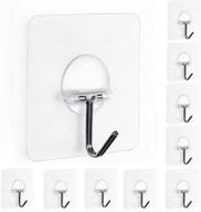 🔗 fealkira waterproof adhesive wall hooks – heavy duty stainless steel utility hooks for towels, bathrobes, coats – nail-free, oilproof, transparent hooks for bathroom, kitchen & ceiling – 10pcs, max load 13.2lb logo