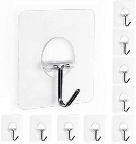 img 4 attached to 🔗 Fealkira Waterproof Adhesive Wall Hooks – Heavy Duty Stainless Steel Utility Hooks for Towels, Bathrobes, Coats – Nail-Free, Oilproof, Transparent Hooks for Bathroom, Kitchen & Ceiling – 10pcs, Max Load 13.2lb
