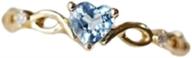 💍 finemall fashion jewelry 14k heart-shaped ring with sea blue topaz - european & american style engagement jewelry for women, perfect for anniversary, engagement, wedding - gemstone ring in sizes 6-10 logo